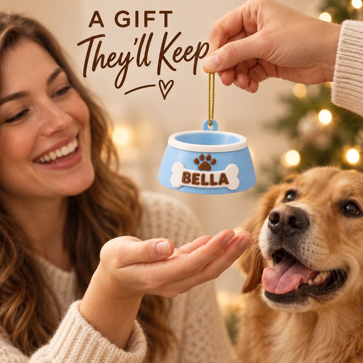 Personalized Dog Bowl 3D Ornament - Custom Christmas Keepsake - image 8