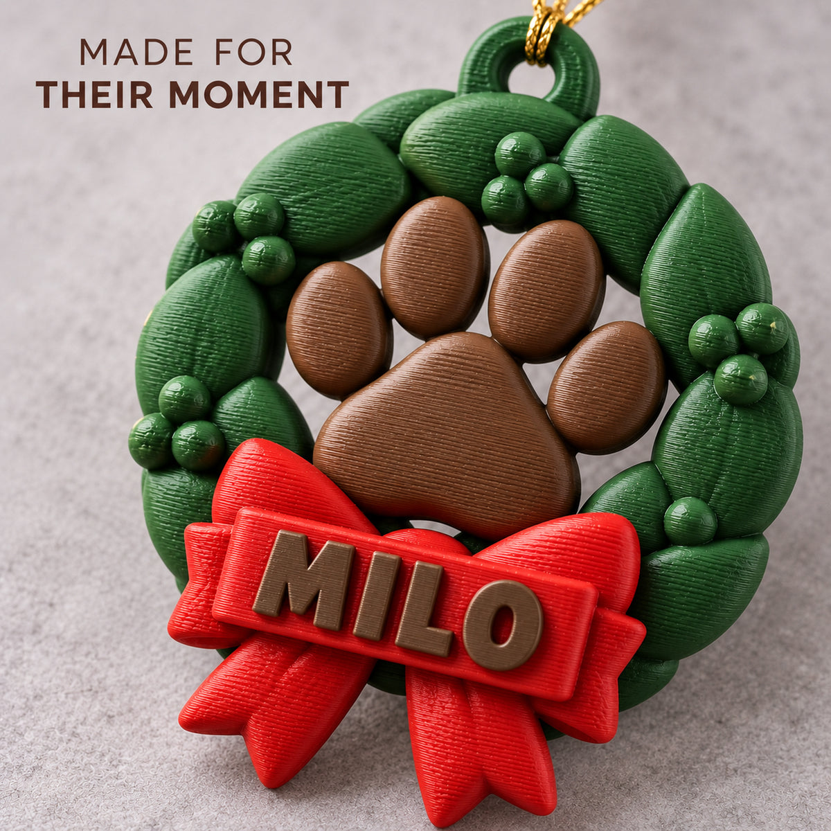 Personalized Paw Wreath 3D Ornament - Custom Christmas Keepsake - image 6