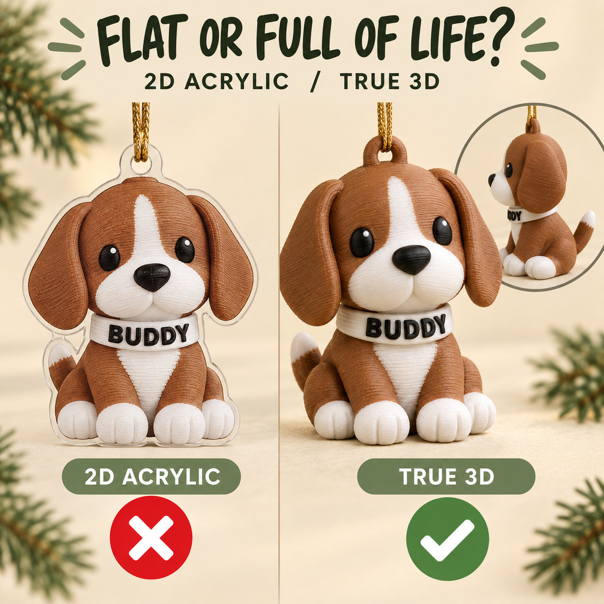 Personalized Chibi Dog 3D Ornament - Custom Christmas Keepsake - image 3