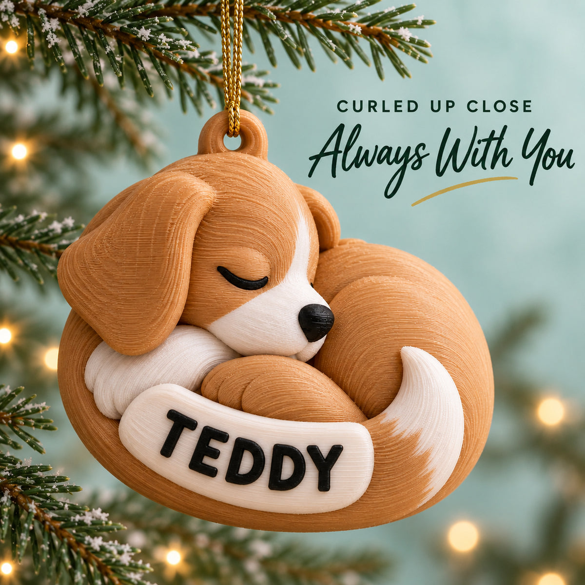 Personalized Curled Dog 3D Ornament - Custom Christmas Keepsake - image 2