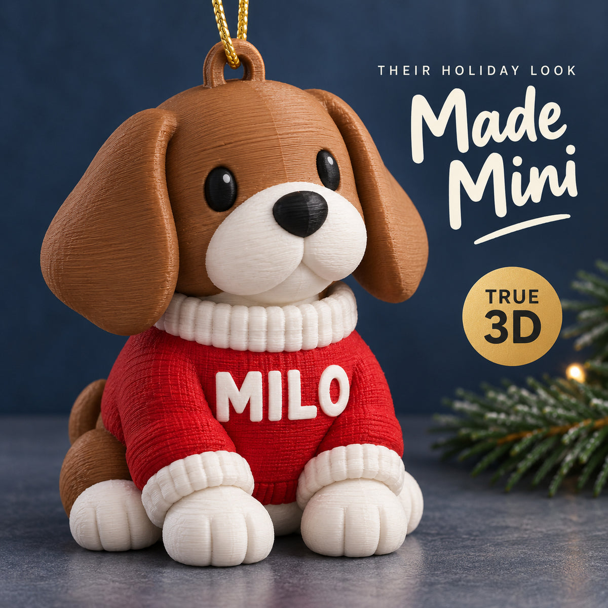 Personalized Dog Sweater 3D Ornament - Custom Christmas Keepsake - image 1