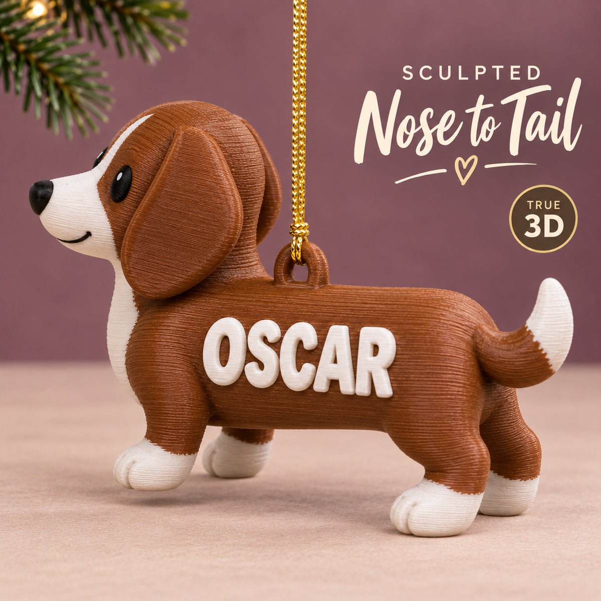 Personalized Dachshund 3D Ornament - Custom Christmas Keepsake - image 4