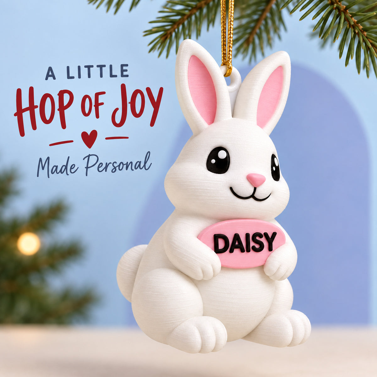 Personalized Rabbit 3D Ornament - Custom Christmas Keepsake - image 2
