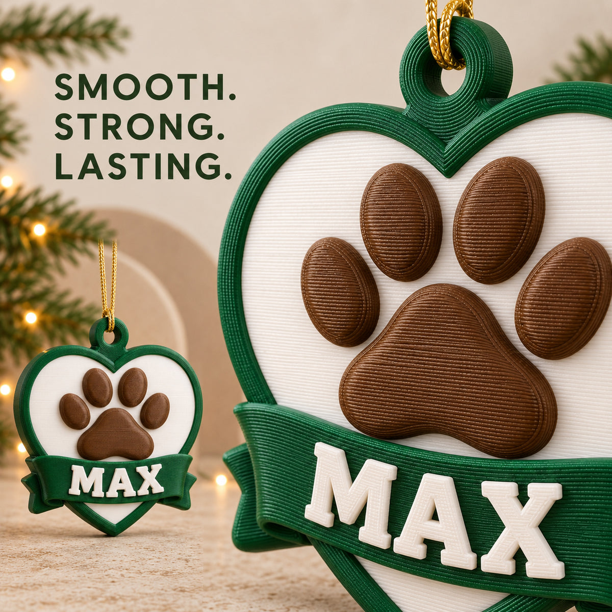 Personalized Memorial Heart Paw 3D Ornament - Custom Christmas Keepsake - image 6