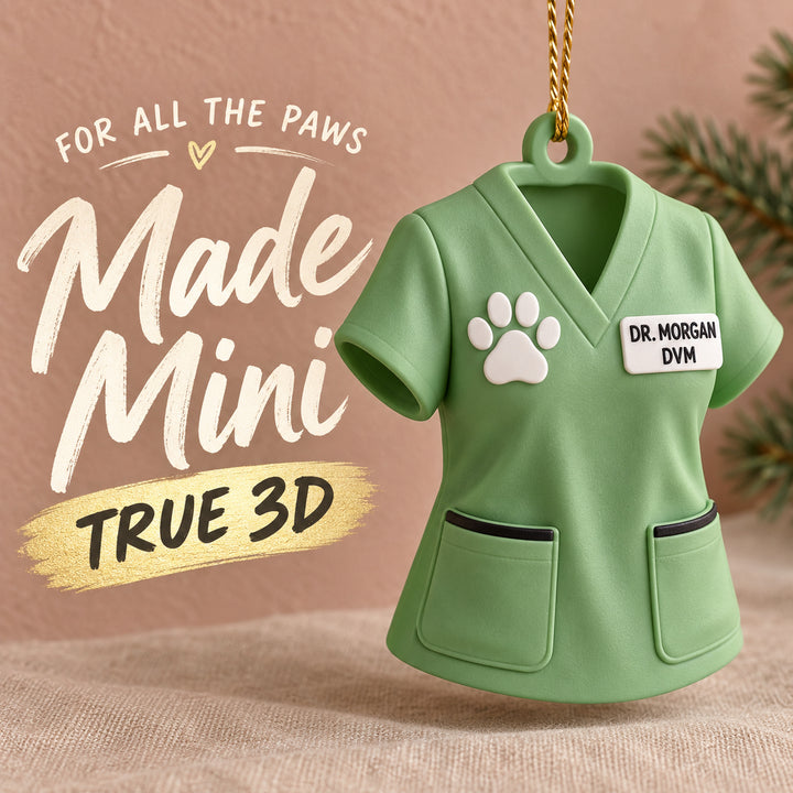 Personalized Veterinarian Scrubs 3D Ornament - Custom Christmas Keepsake - image 1