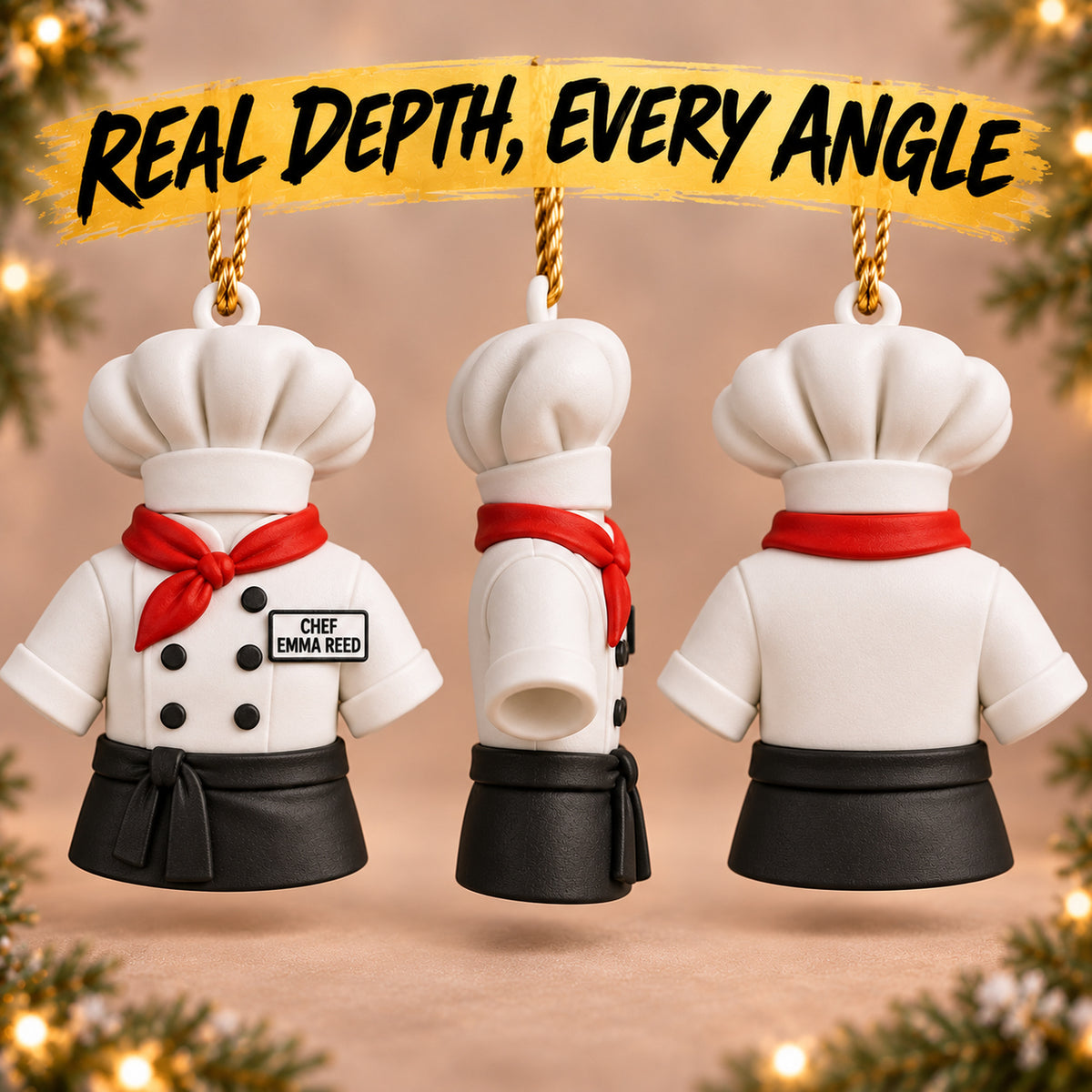 Personalized Chef Coat 3D Ornament - Custom Christmas Keepsake - image 2