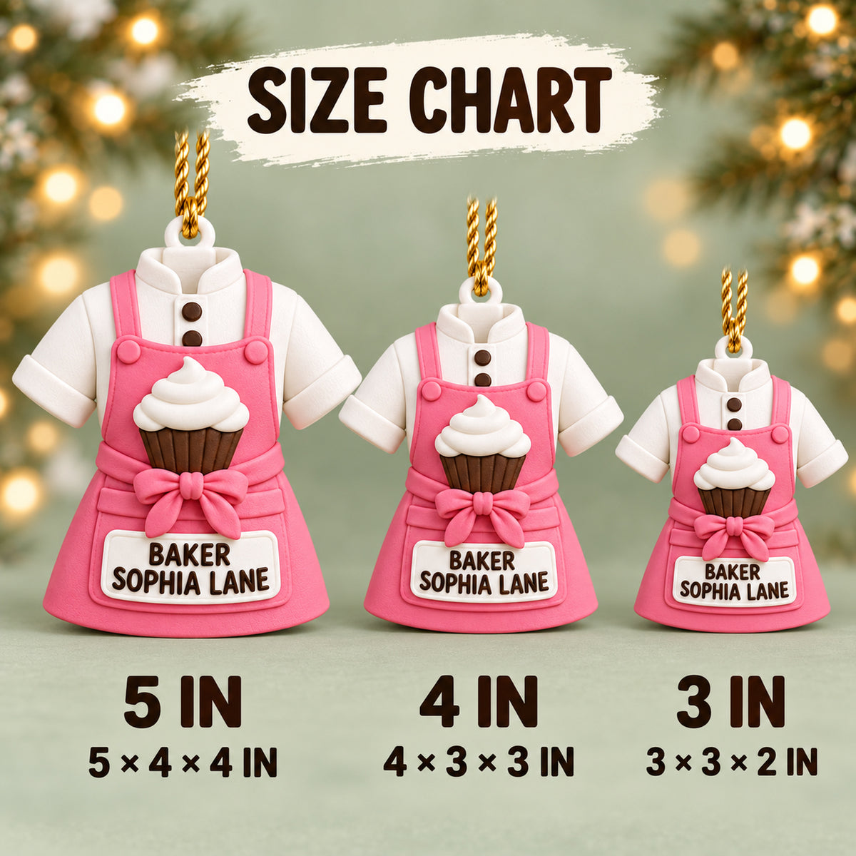 Personalized Baker Apron Cupcake 3D Ornament - Custom Christmas Keepsake - image 5
