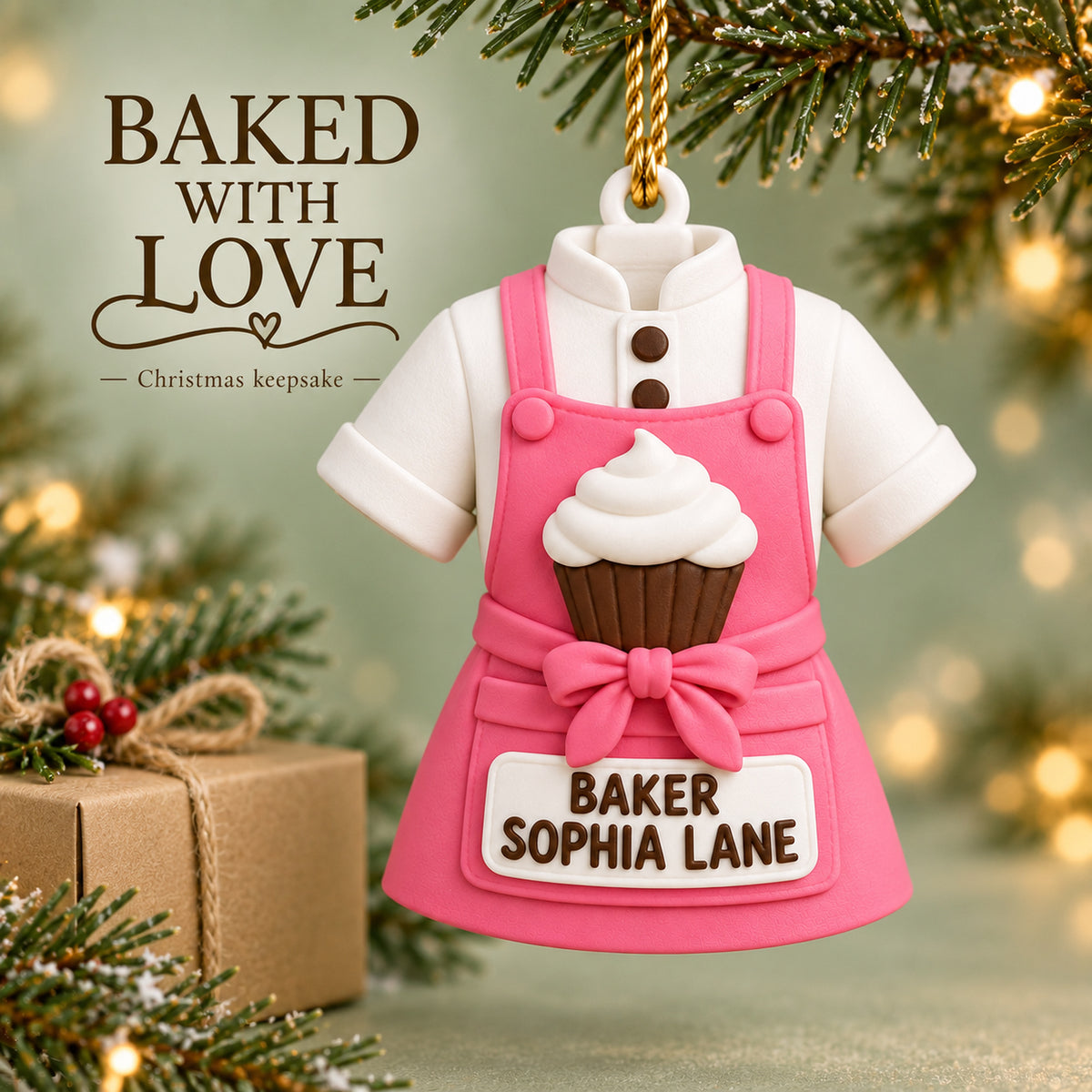 Personalized Baker Apron Cupcake 3D Ornament - Custom Christmas Keepsake - image 9