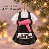 Personalized Hairstylist Apron Hairdryer 3D Ornament - Custom Christmas Keepsake - image 2