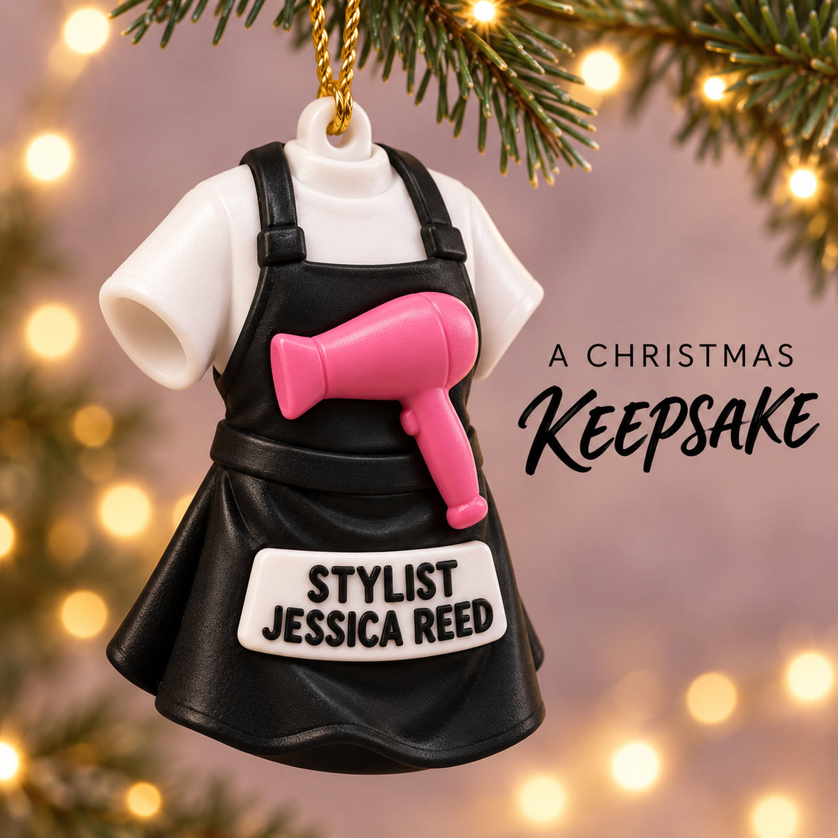 Personalized Hairstylist Apron Hairdryer 3D Ornament - Custom Christmas Keepsake - image 9