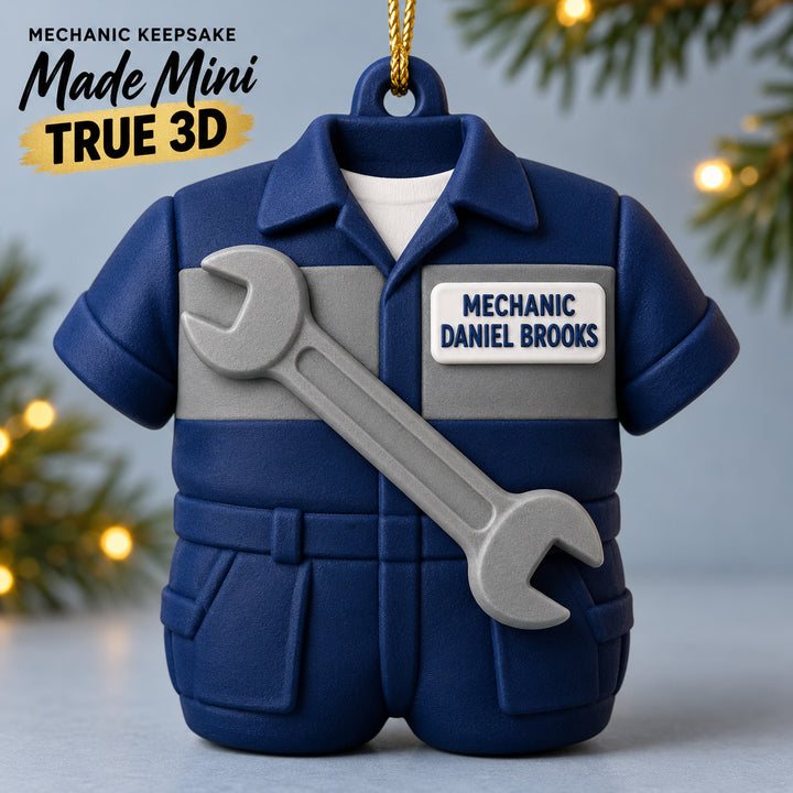 Personalized Mechanic Jumpsuit Wrench 3D Ornament - Custom Christmas Keepsake - image 1