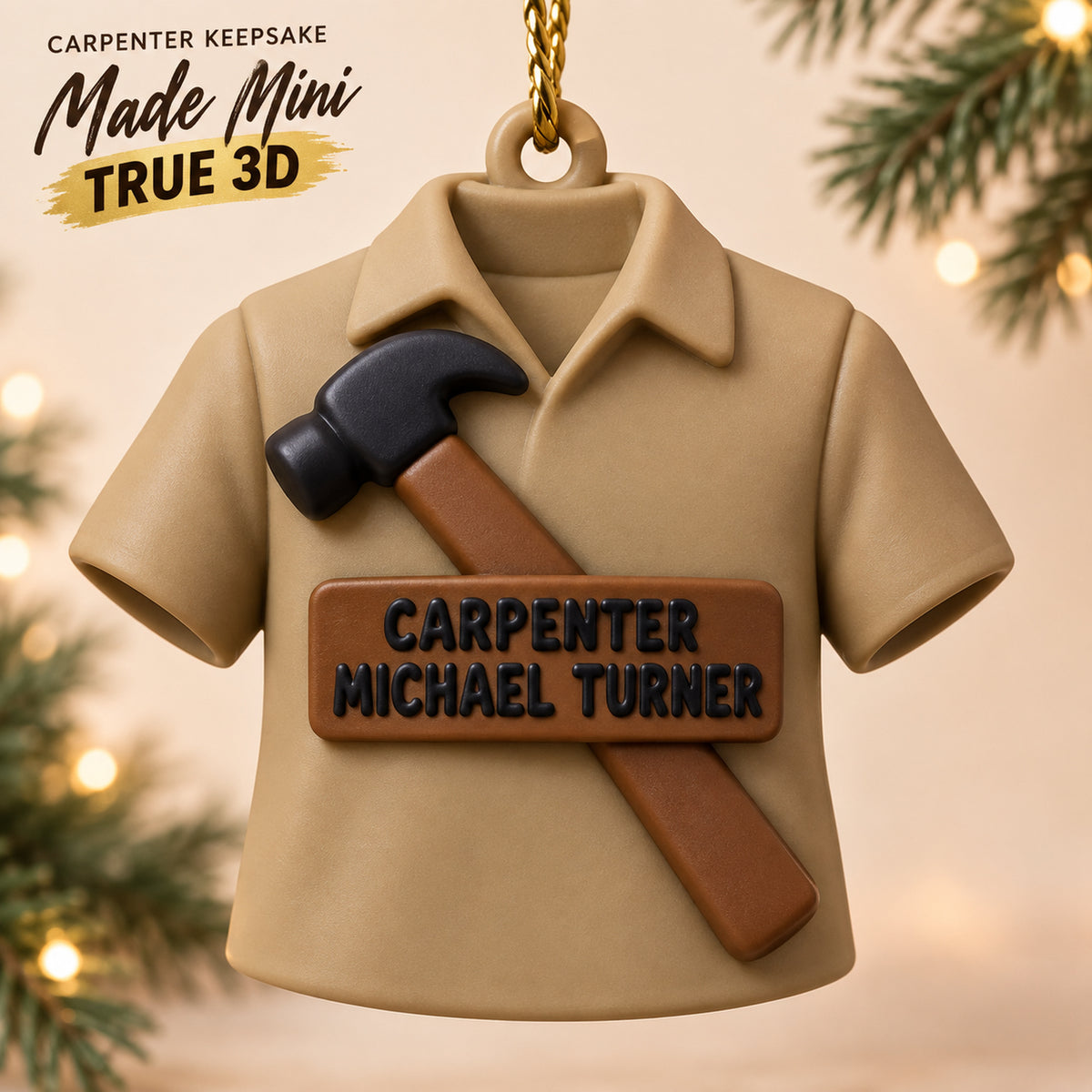 Personalized Carpenter Jacket Hammer 3D Ornament - Custom Christmas Keepsake - image 1