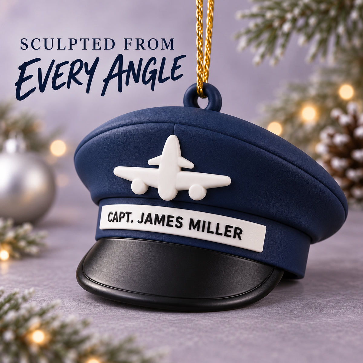 Personalized Pilot Hat Airplane 3D Ornament - Custom Christmas Keepsake - image 4