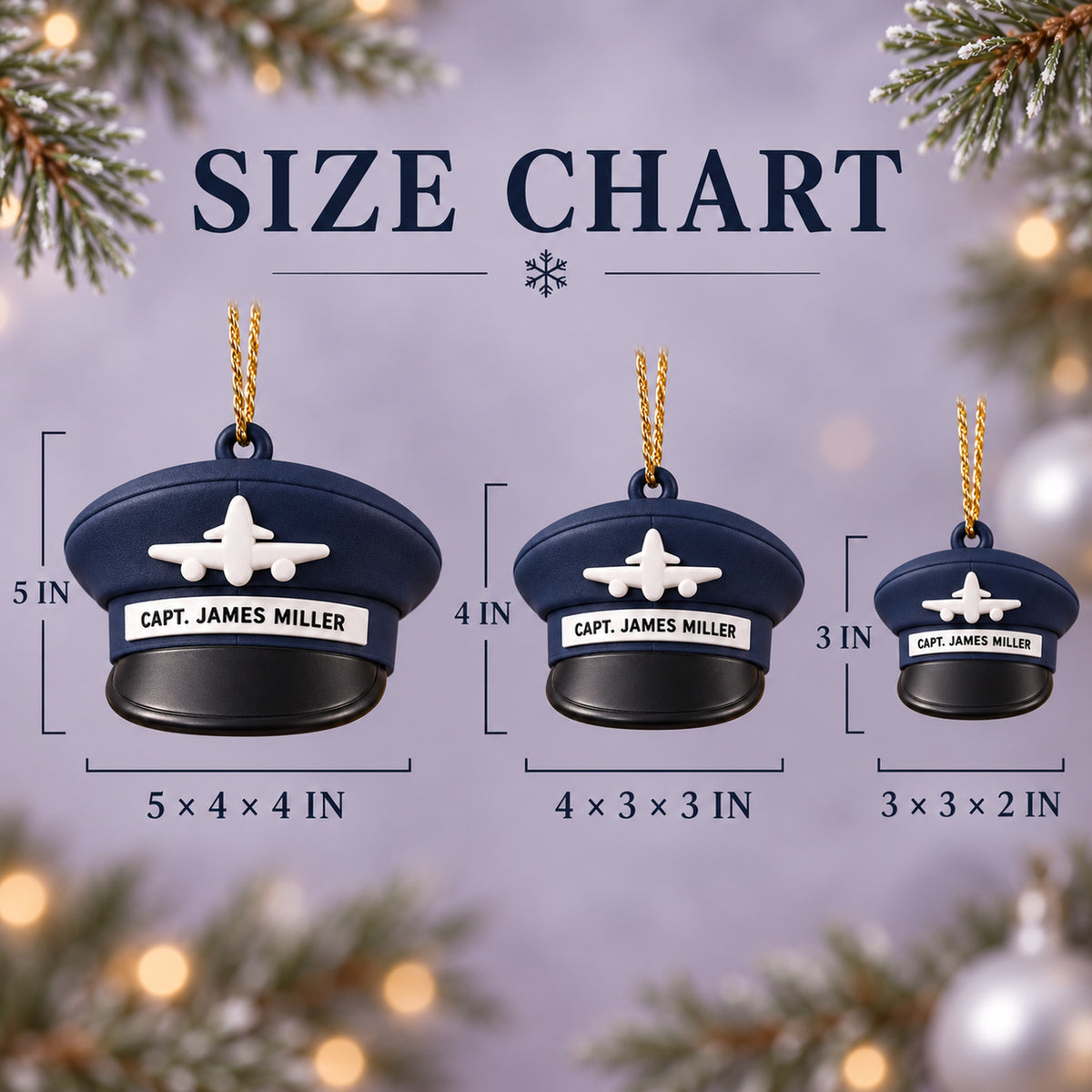 Personalized Pilot Hat Airplane 3D Ornament - Custom Christmas Keepsake - image 5