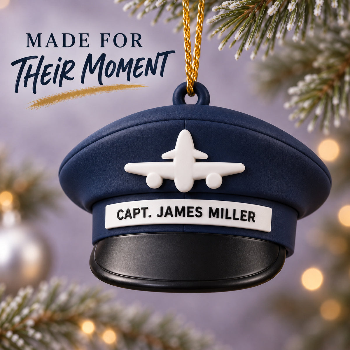 Personalized Pilot Hat Airplane 3D Ornament - Custom Christmas Keepsake - image 6