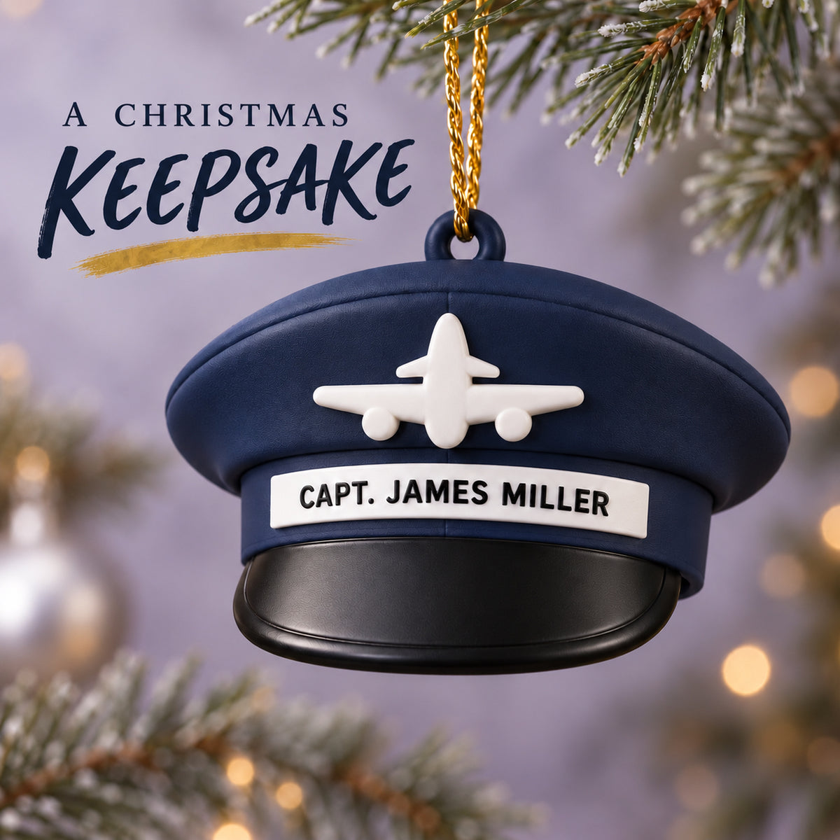 Personalized Pilot Hat Airplane 3D Ornament - Custom Christmas Keepsake - image 9