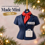 Personalized Flight Attendant Uniform Suitcase 3D Ornament - Custom Christmas Keepsake - image 1
