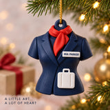 Personalized Flight Attendant Uniform Suitcase 3D Ornament - Custom Christmas Keepsake - image 2