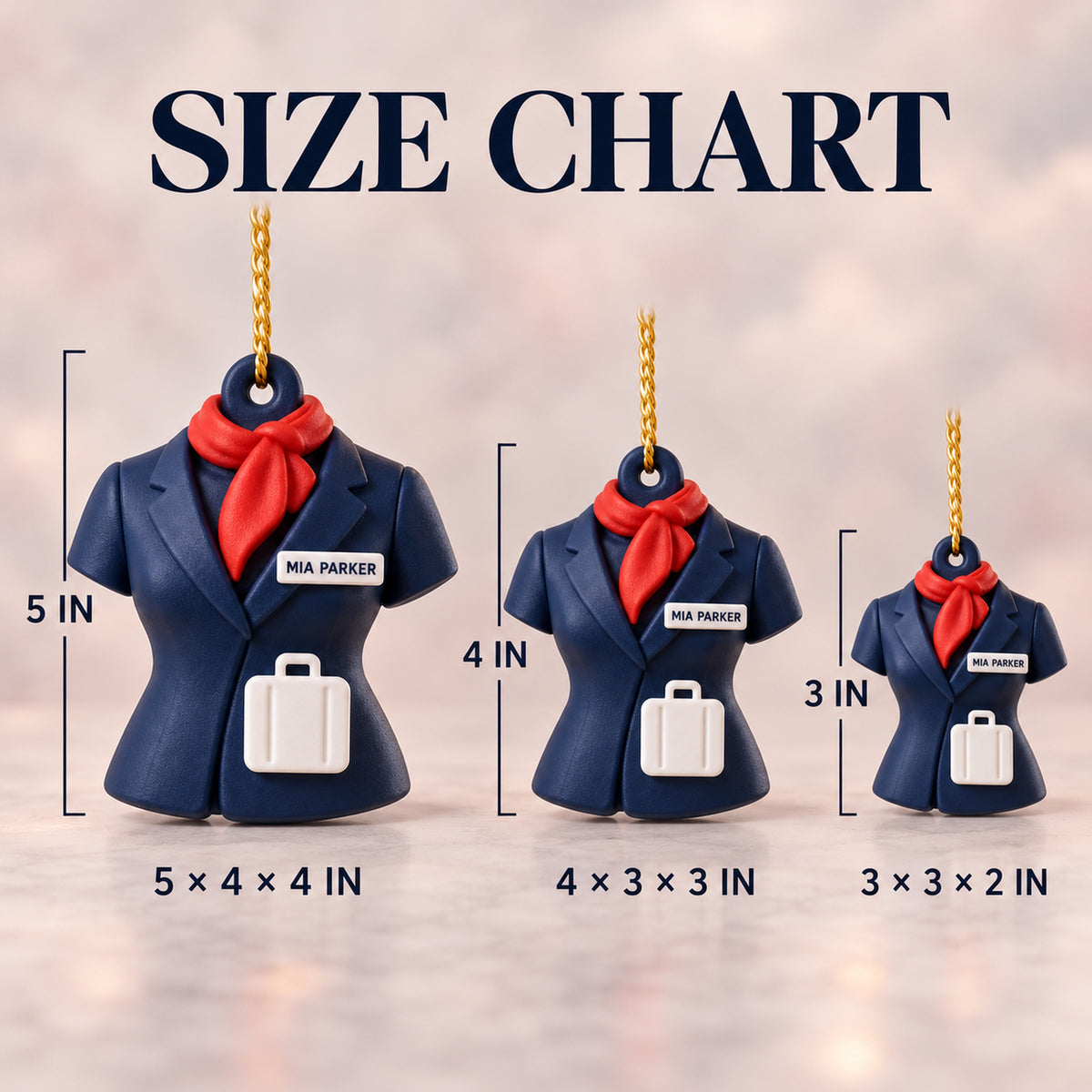 Personalized Flight Attendant Uniform Suitcase 3D Ornament - Custom Christmas Keepsake - image 5