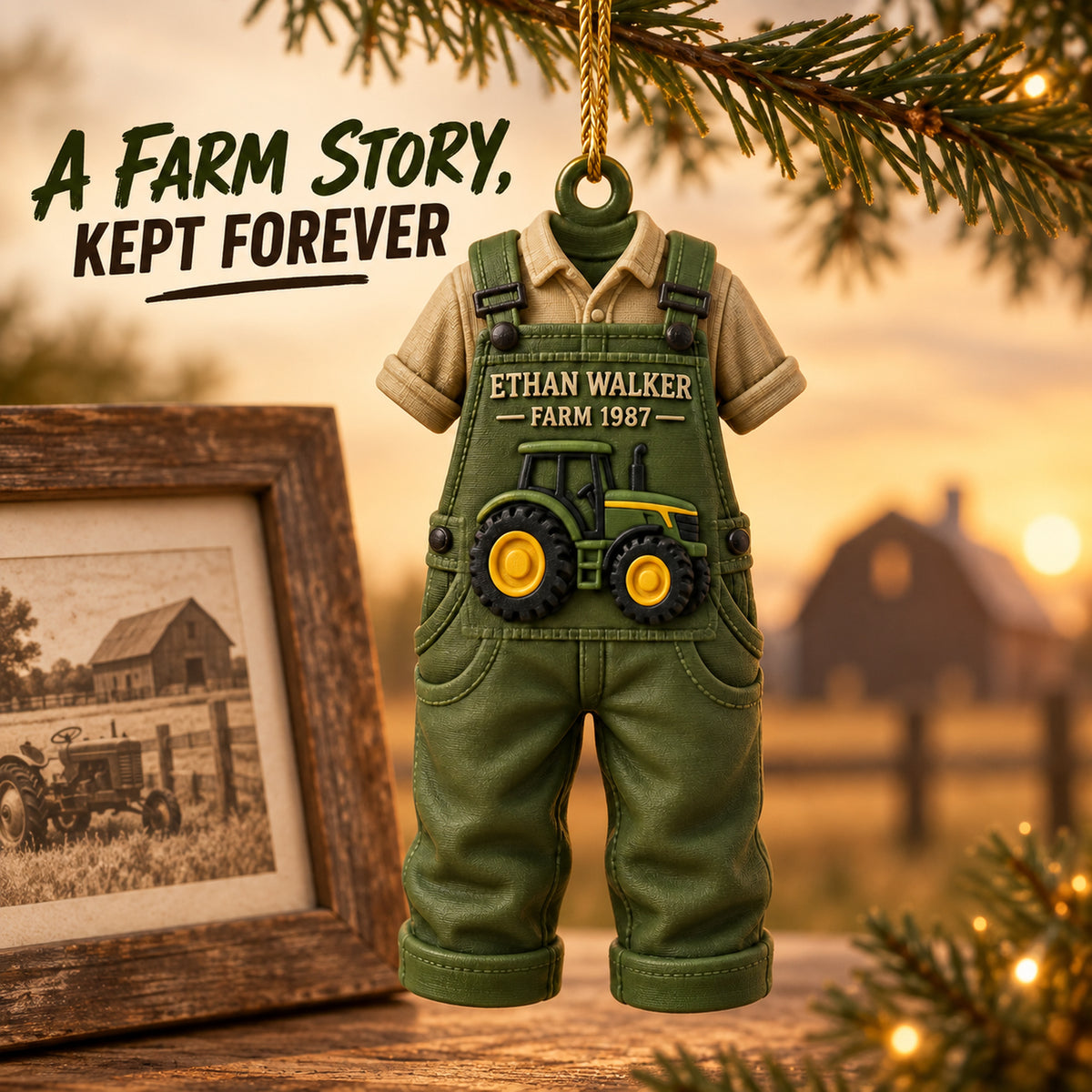 Personalized Farmer Overalls Tractor 3D Ornament - Custom Christmas Keepsake - image 9