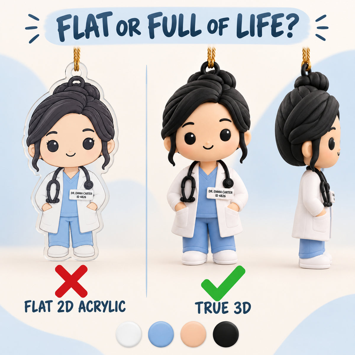 Personalized Chibi Doctor 3D Ornament - Custom Christmas Keepsake - image 3