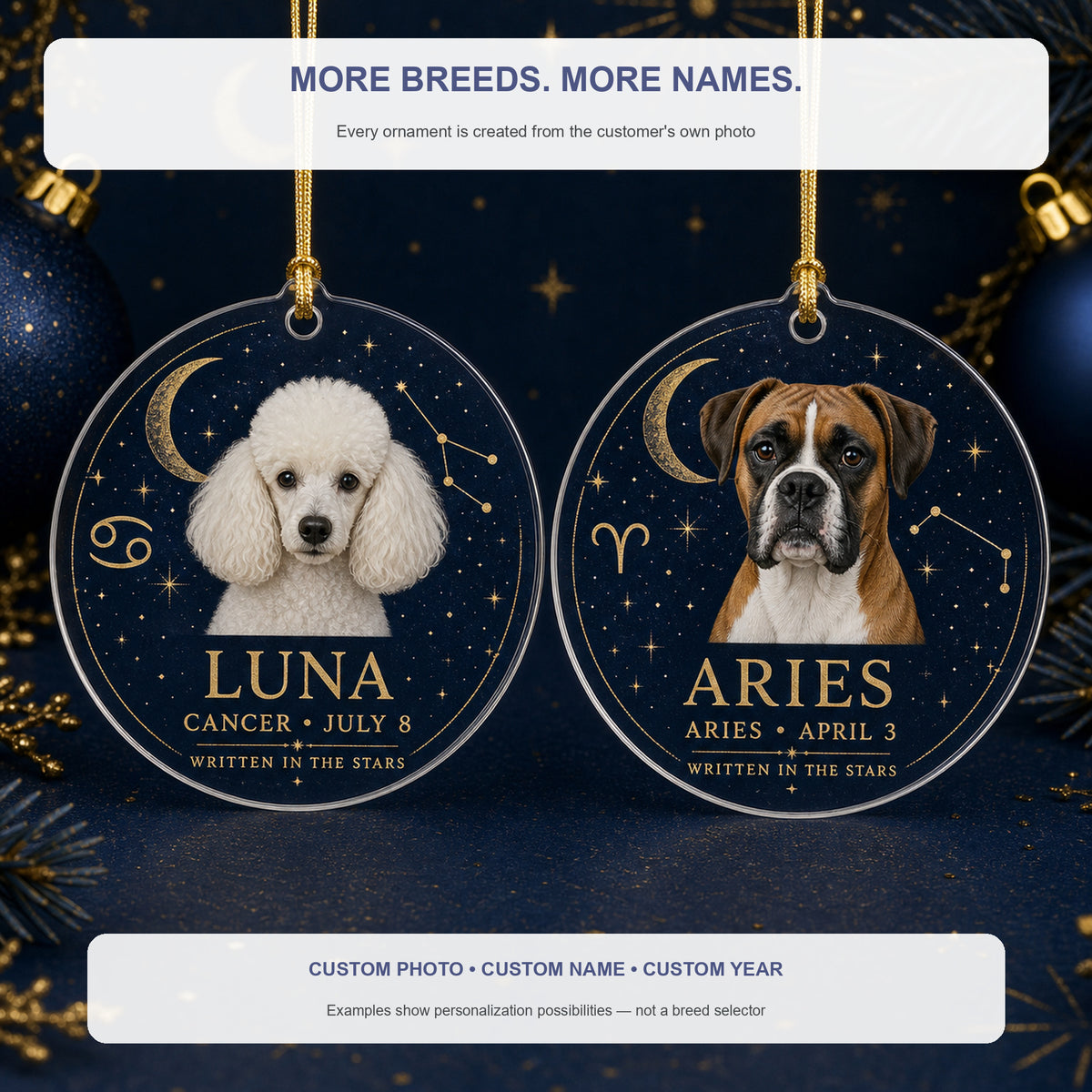 Personalized Celestial Zodiac Dog Photo Acrylic Ornament - Custom Pet Keepsake - image 4