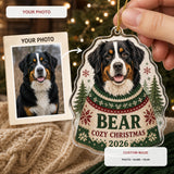 Personalized Christmas Sweater Dog Photo Acrylic Ornament - Custom Pet Keepsake - image 1
