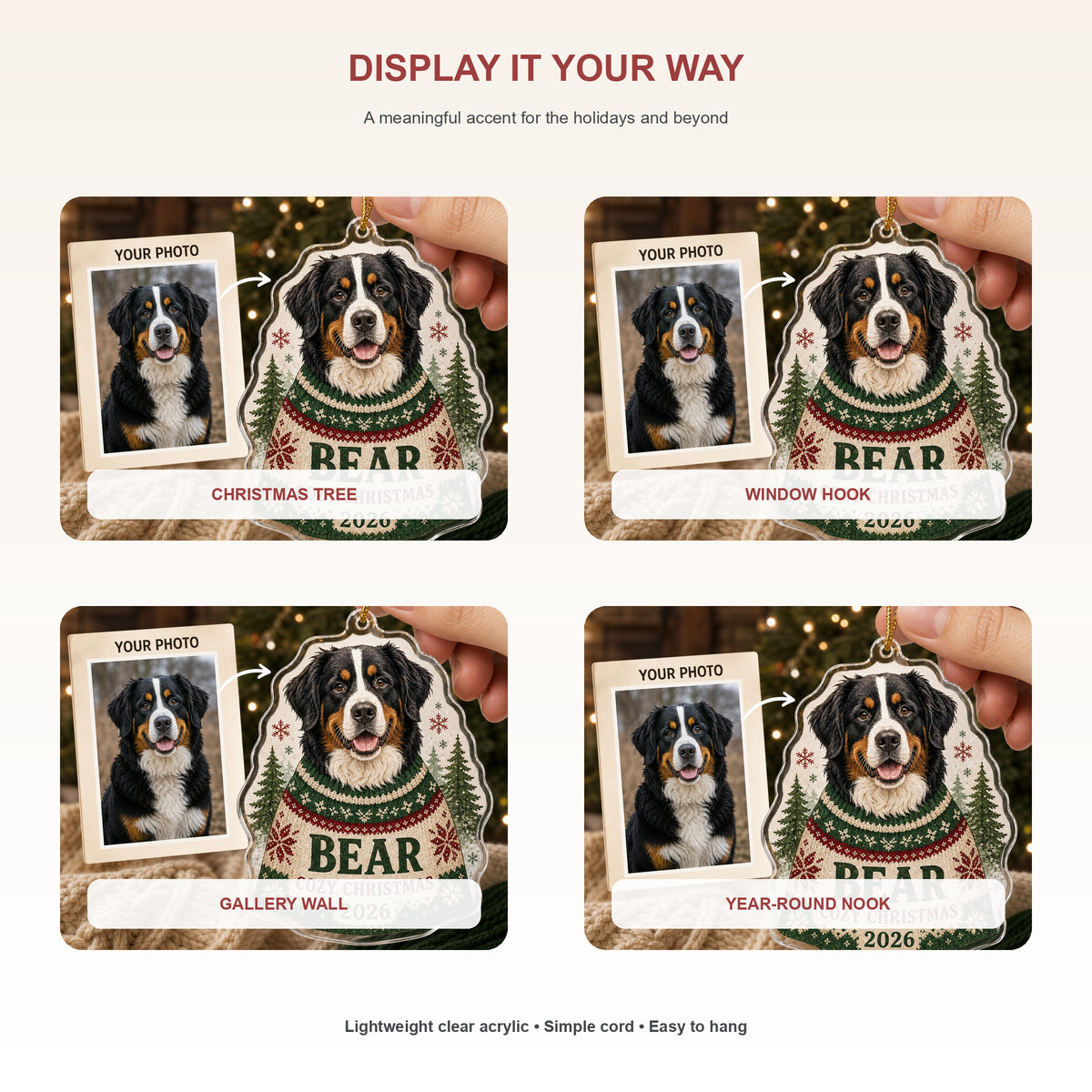 Personalized Christmas Sweater Dog Photo Acrylic Ornament - Custom Pet Keepsake - image 2