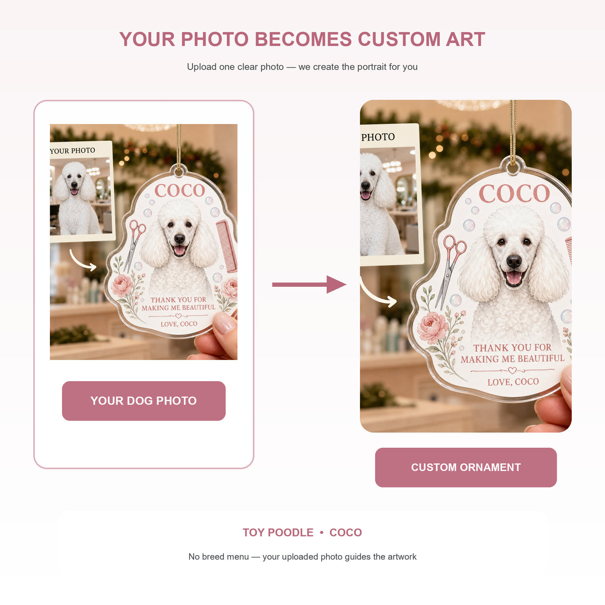 Personalized Dog Groomer Thank You Photo Acrylic Ornament - Custom Pet Keepsake - image 3