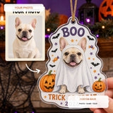 Personalized Halloween Ghost Dog Photo Acrylic Ornament - Custom Pet Keepsake - image 1