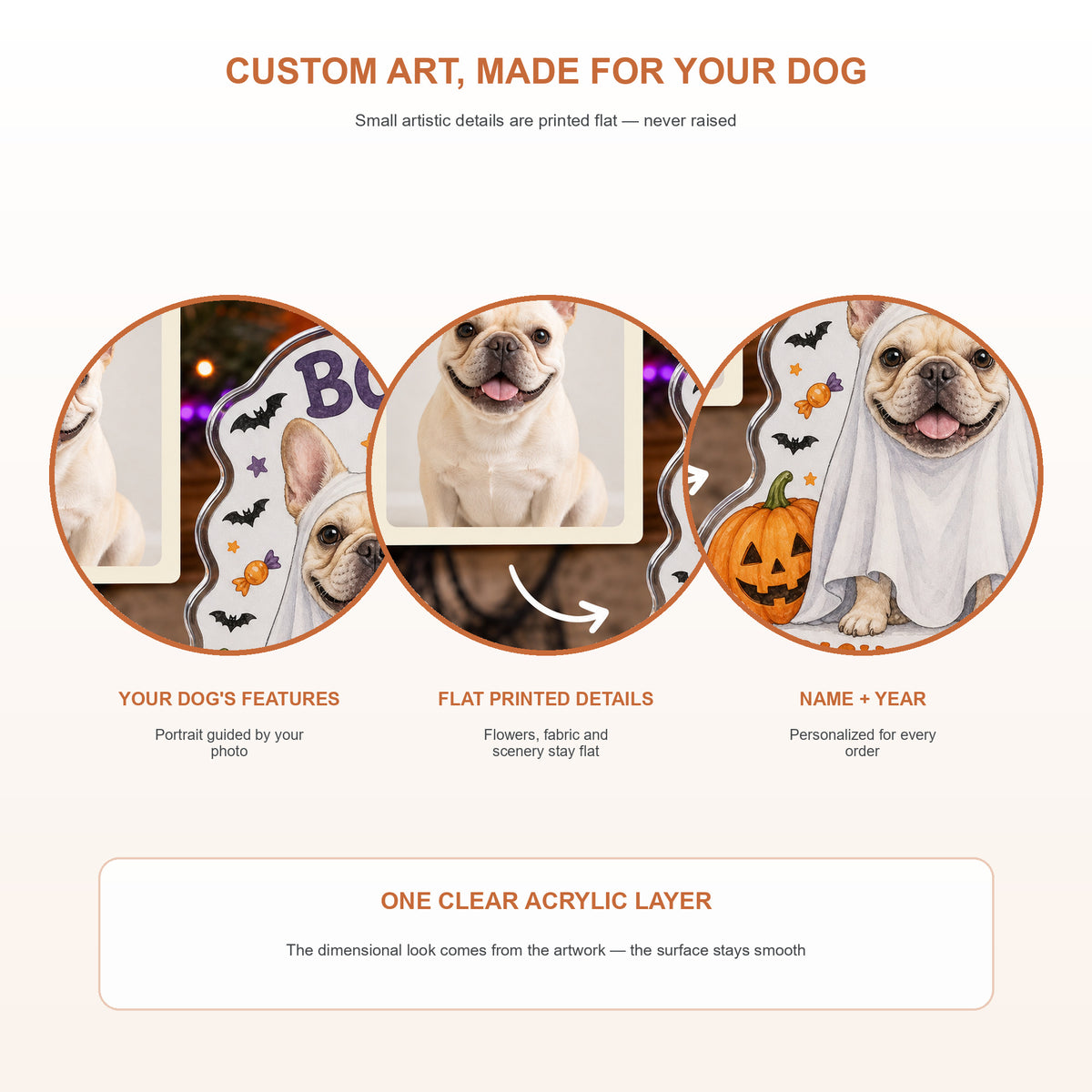 Personalized Halloween Ghost Dog Photo Acrylic Ornament - Custom Pet Keepsake - image 5