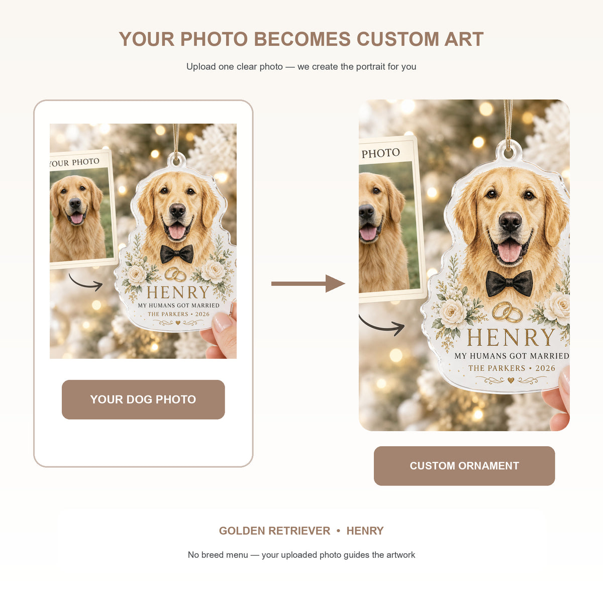 Personalized My Humans Got Married Photo Acrylic Ornament - Custom Pet Keepsake - image 3