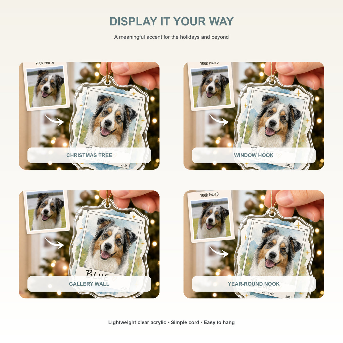 Personalized Polaroid Memory Dog Photo Acrylic Ornament - Custom Pet Keepsake - image 2
