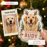 Personalized Reindeer Delivery Dog Photo Acrylic Ornament - Custom Pet Keepsake - image 1