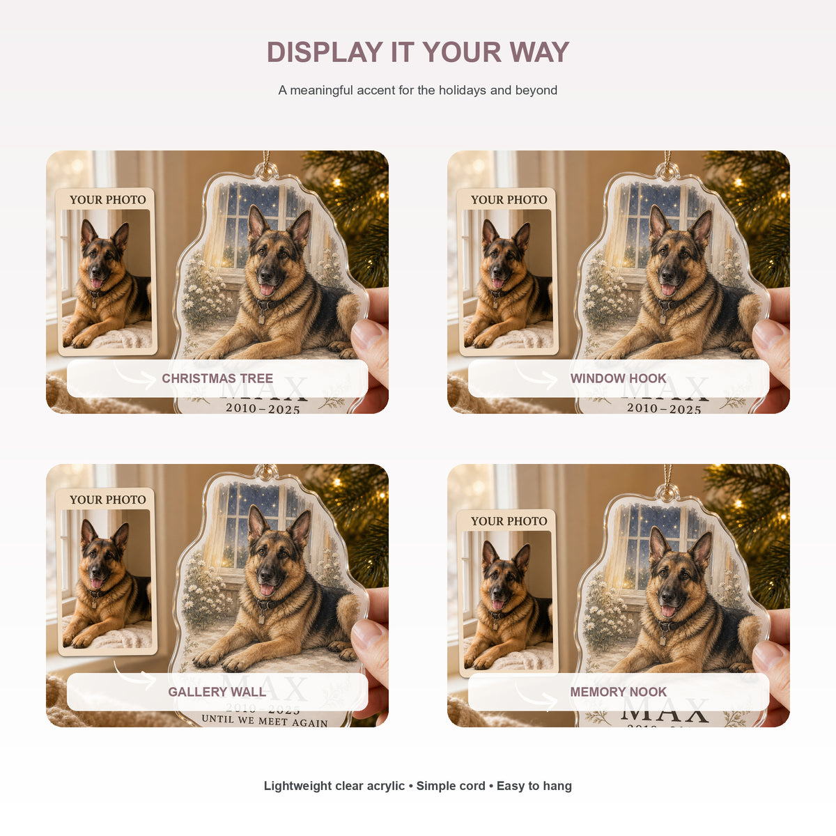 Personalized Memory Window Pet Memorial Photo Acrylic Ornament - Custom Pet Keepsake - image 2