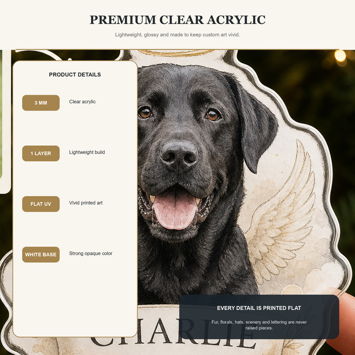 Personalized Angel Wings Pet Memorial Photo Acrylic Ornament - Custom Pet Keepsake - image 9