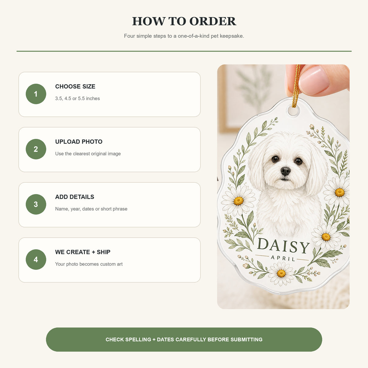 Personalized Birth Flower Dog Photo Acrylic Ornament - Custom Pet Keepsake - image 10