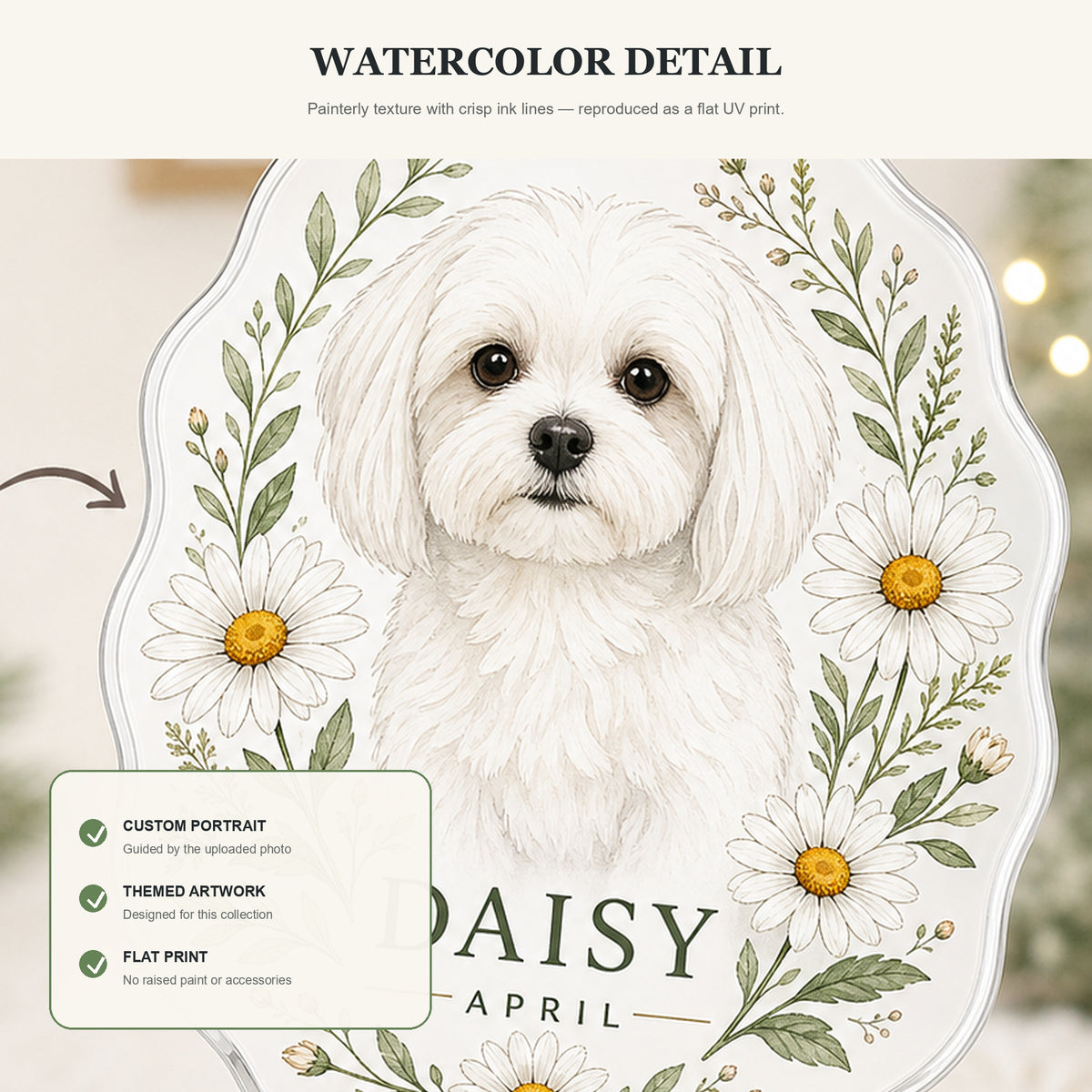 Personalized Birth Flower Dog Photo Acrylic Ornament - Custom Pet Keepsake - image 5