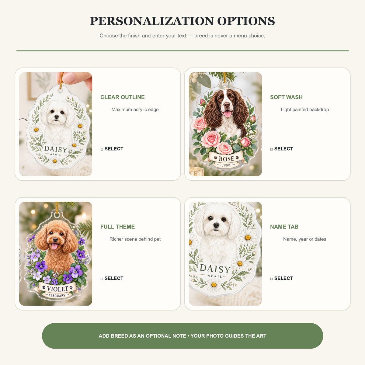 Personalized Birth Flower Dog Photo Acrylic Ornament - Custom Pet Keepsake - image 8