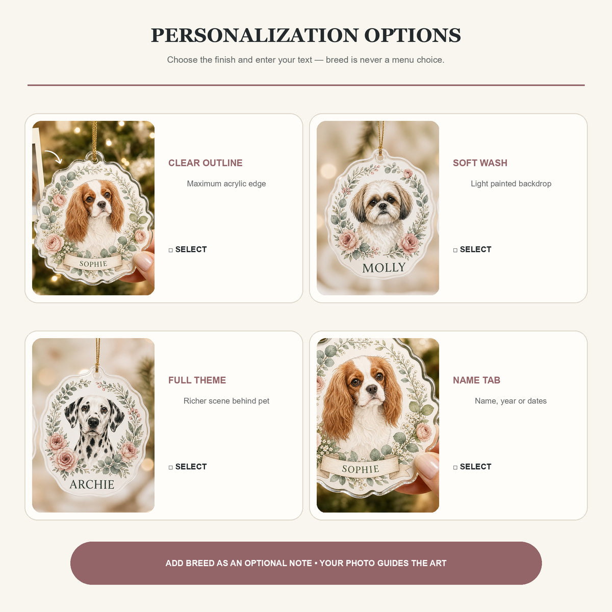 Personalized Floral Wreath Dog Photo Acrylic Ornament - Custom Pet Keepsake - image 8