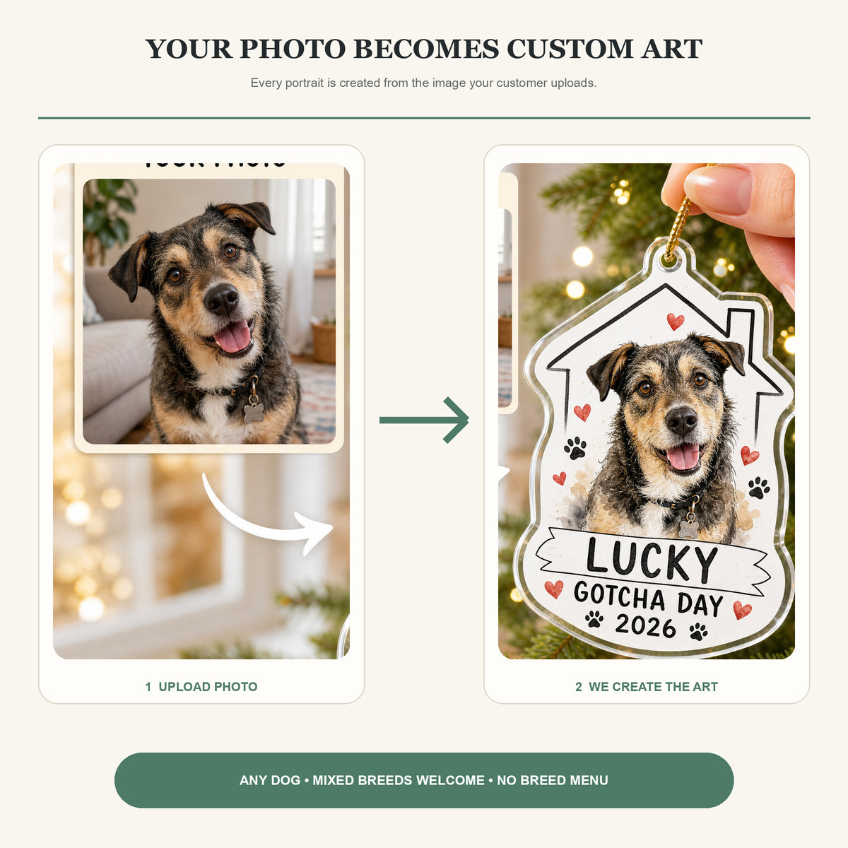 Personalized Gotcha Day Dog Photo Acrylic Ornament - Custom Pet Keepsake - image 3
