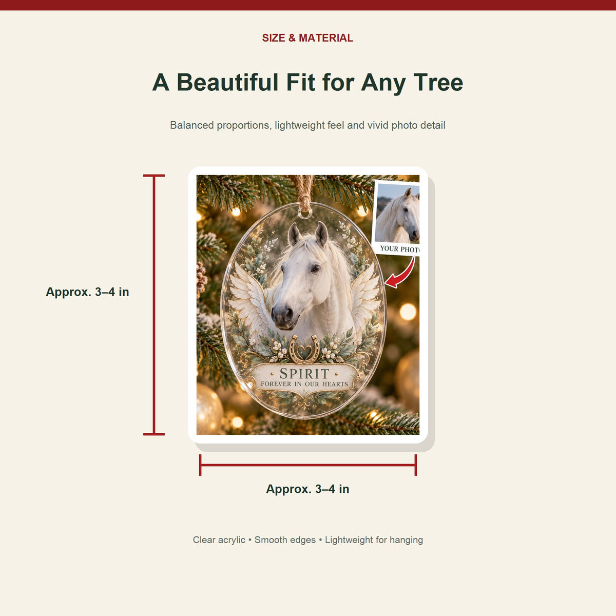 Personalized Horse Memorial Acrylic Ornament - Custom Photo Keepsake - image 3