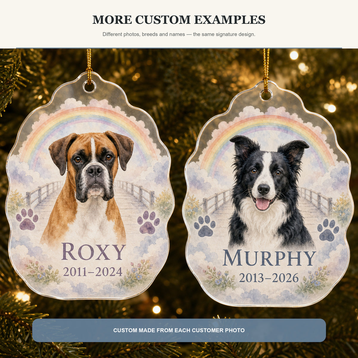 Personalized Rainbow Bridge Pet Memorial Photo Acrylic Ornament - Custom Pet Keepsake - image 4