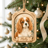 Personalized Floral Heart Dog Photo Wood Ornament - Custom Pet Keepsake - image 1
