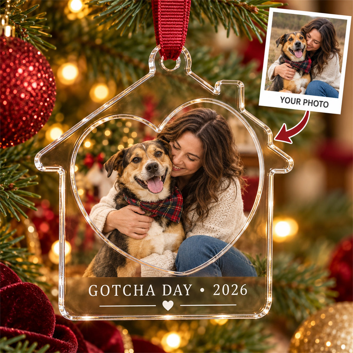 Personalized Pet Gotcha Day Acrylic Ornament - Custom Photo Keepsake - image 1