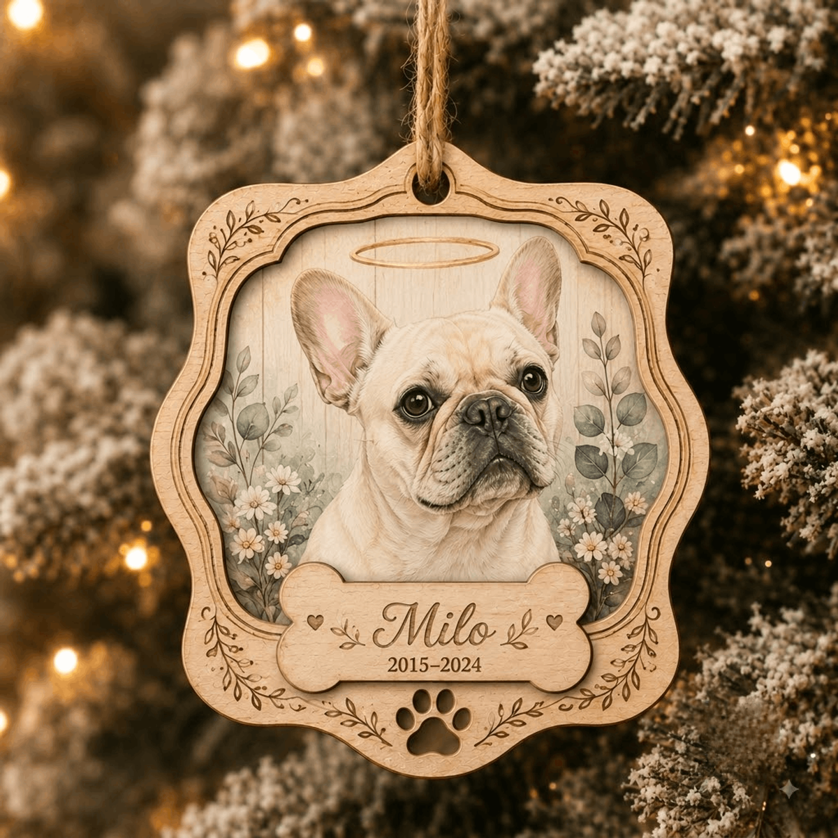 Personalized Angel Halo Pet Memorial Photo Wood Ornament - Custom Pet Keepsake - image 8