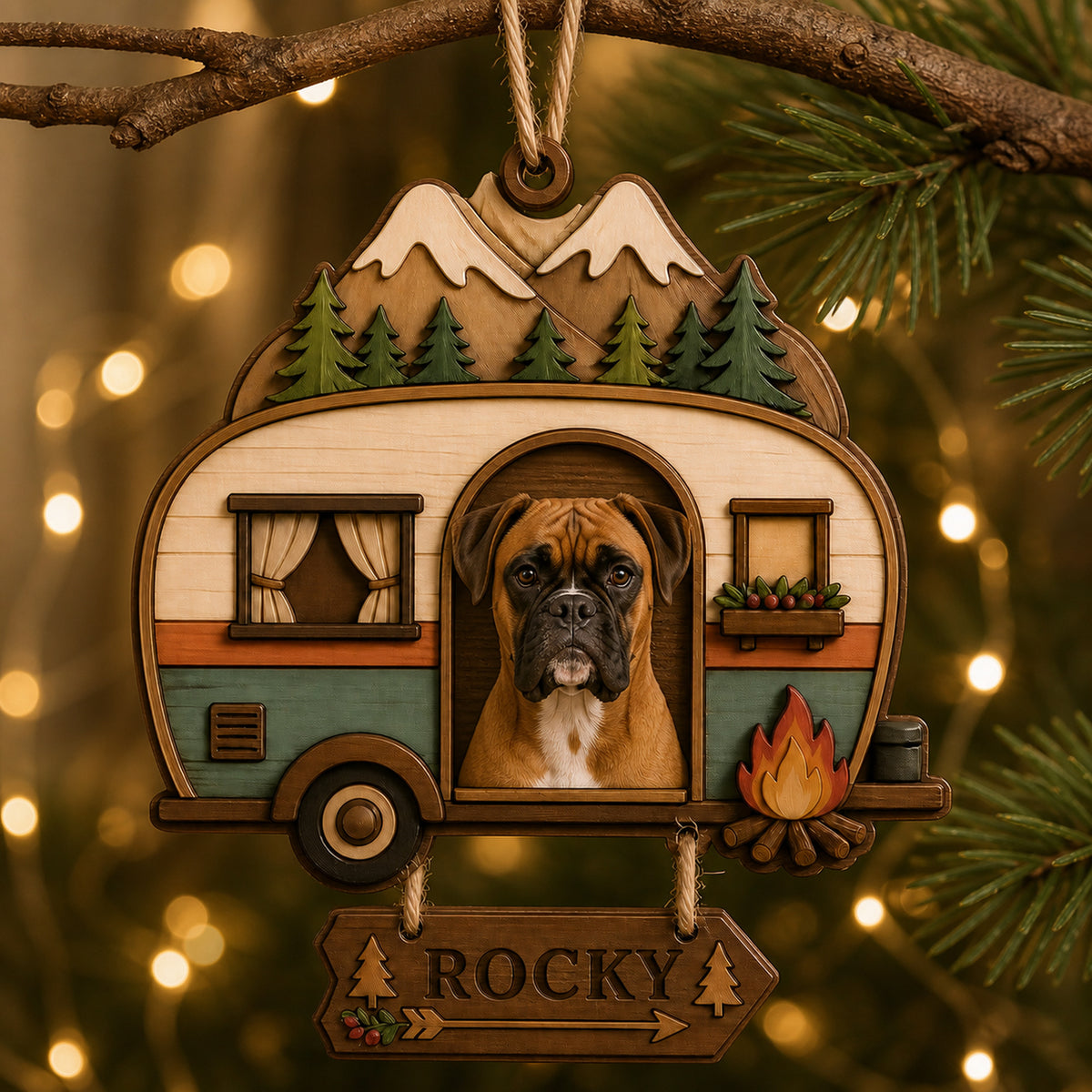 Personalized Camper Pup Photo Wood Ornament - Custom Pet Keepsake - image 10