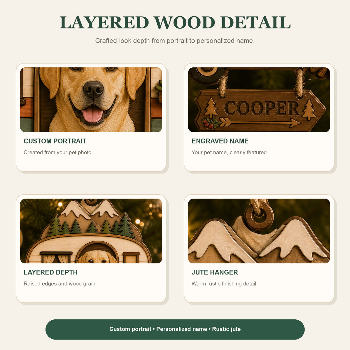 Personalized Camper Pup Photo Wood Ornament - Custom Pet Keepsake - image 8