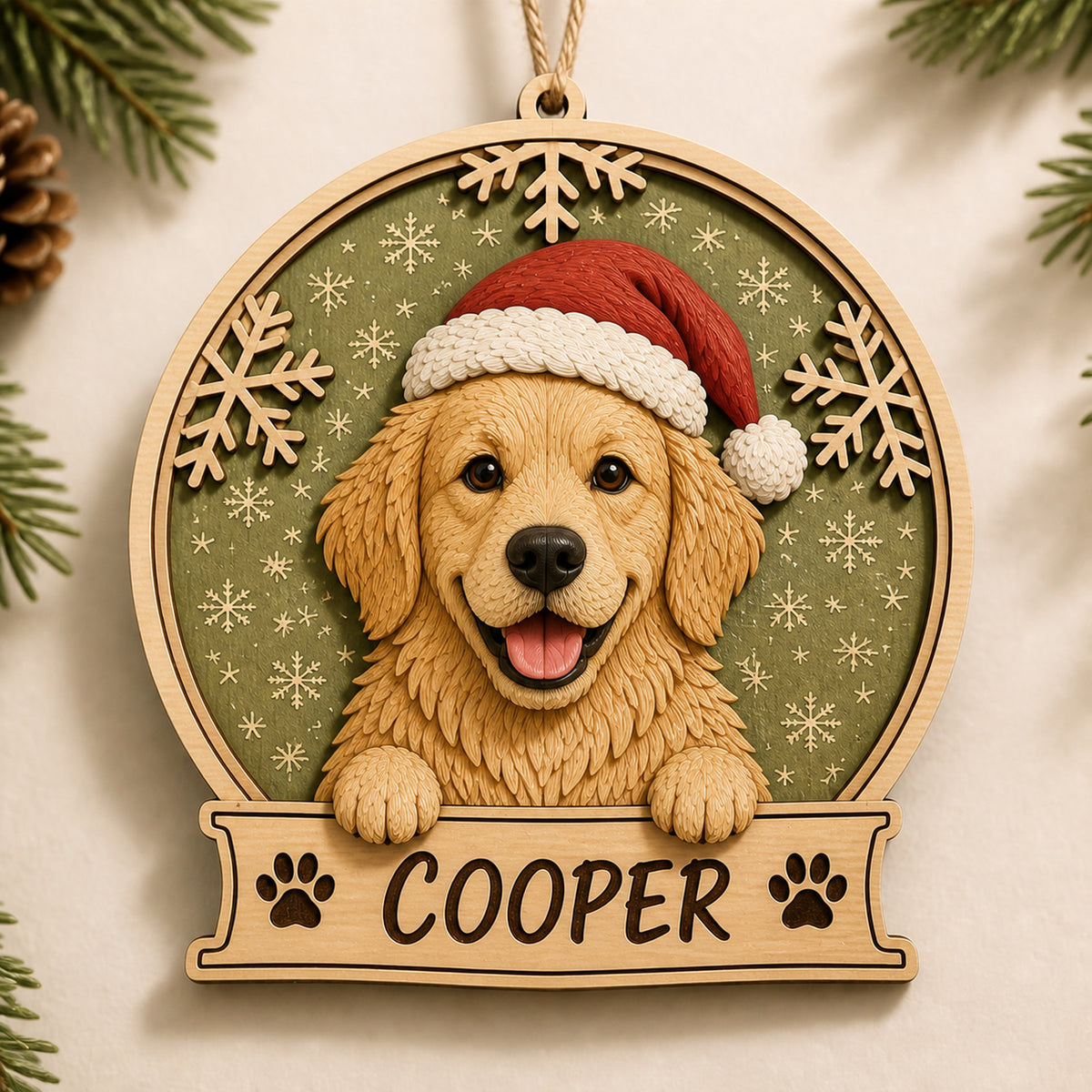 Personalized Dog Snow Globe Photo Wood Ornament - Custom Pet Keepsake - image 1