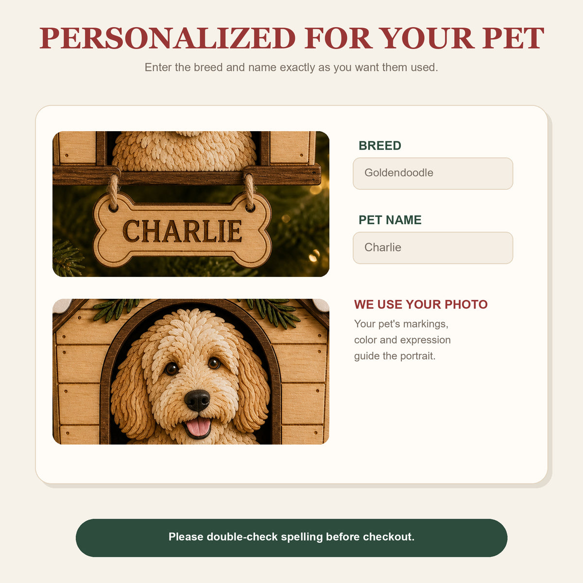 Personalized Doghouse Pet Portrait Photo Wood Ornament - Custom Pet Keepsake - image 9
